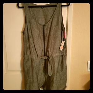 Grey zipper shorts romper